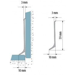 Aliuminio grindjuostės 250x5.9x1.0cm